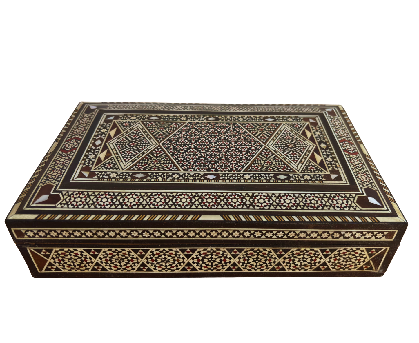 Vintage 1970 Damascene Jewelry Box – Handmade Wooden Treasure