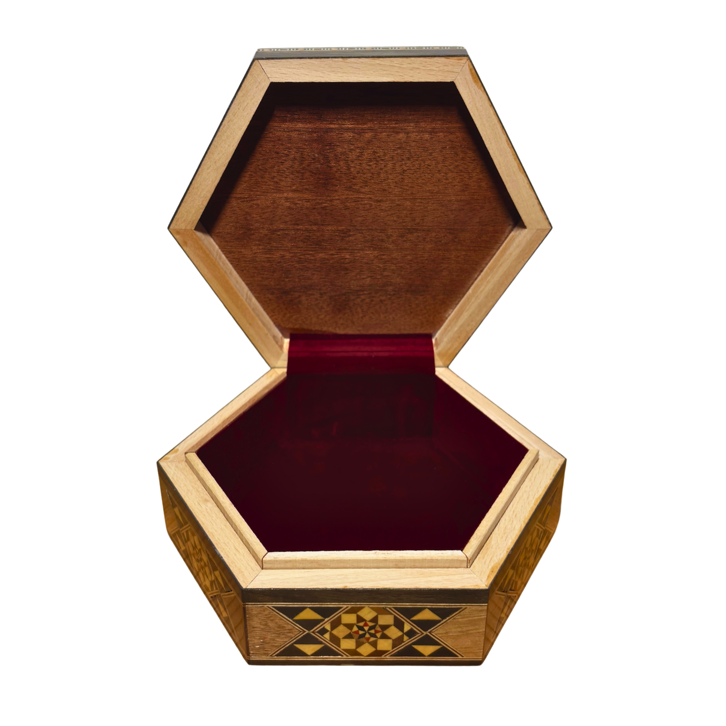 Handcrafted Damascene Mosaic Box – Mother of Pearl & Velvet Elegance