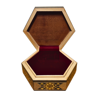 Handcrafted Damascene Mosaic Box – Mother of Pearl & Velvet Elegance