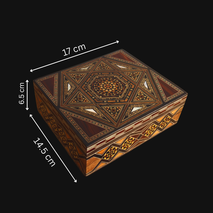 Refined Damascene Mosaic Box by Master Gaby Al Dayeh – Mother of Pearl & Velvet Interior