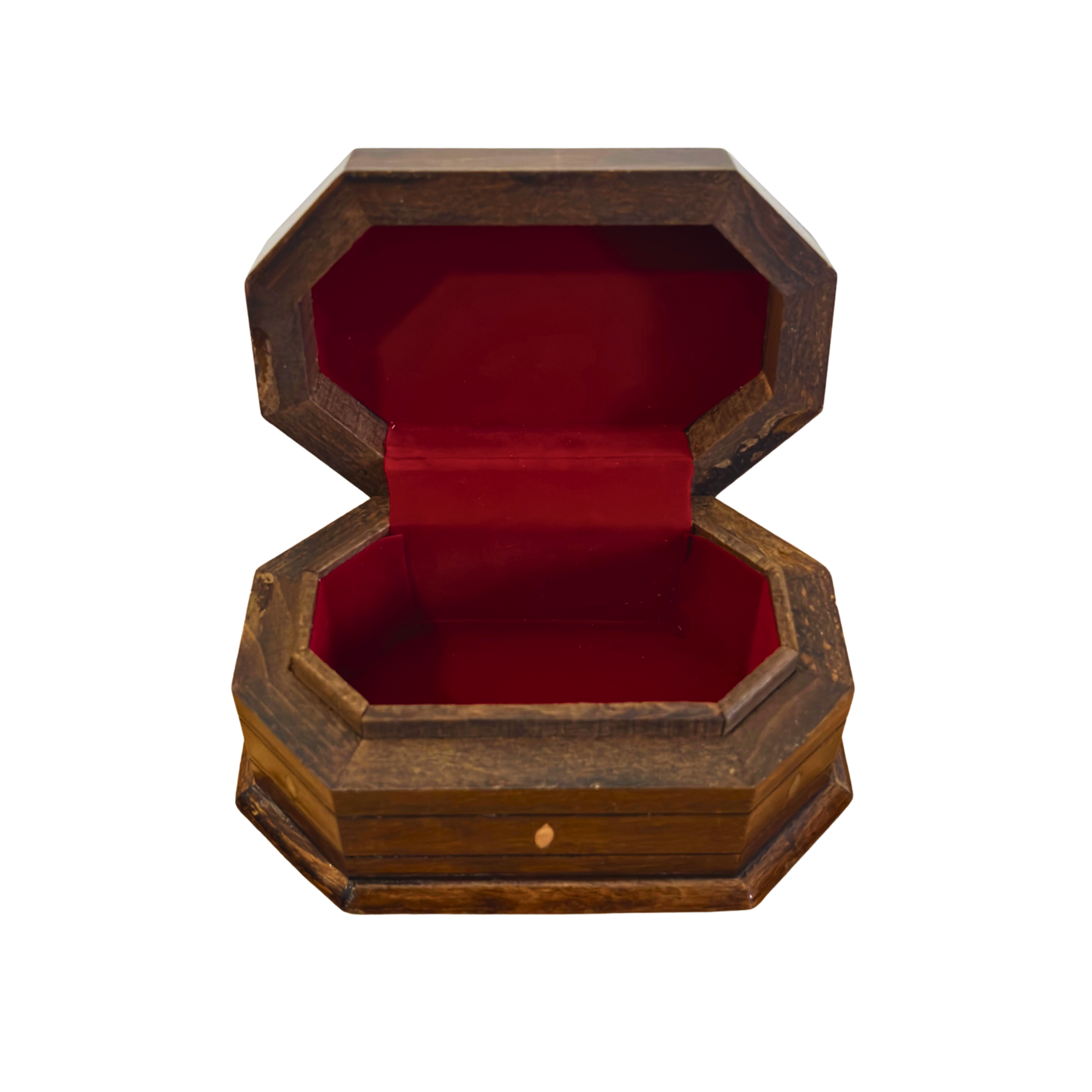 Hand-Carved Beechwood Box with Mother of Pearl Inlay – Walnut Finish Elegance