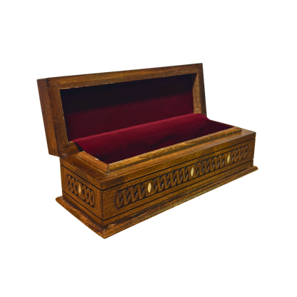 Handgesneden Luxe Doos uit Damascus – Parelmoer & Fluweel