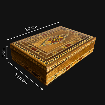 Damascene Wooden Jewelry Box – Handcrafted Oriental Mosaic Art