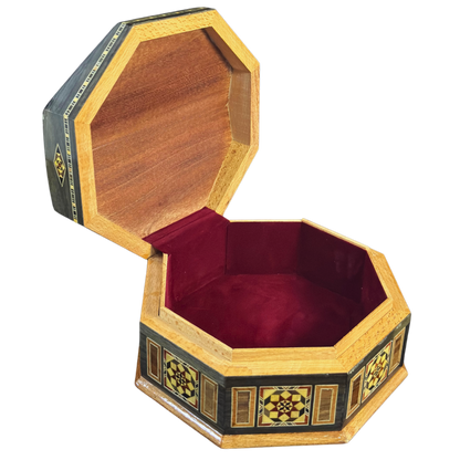 Boîte en Mosaïque Damascène Faite Main – Nacre & Velours