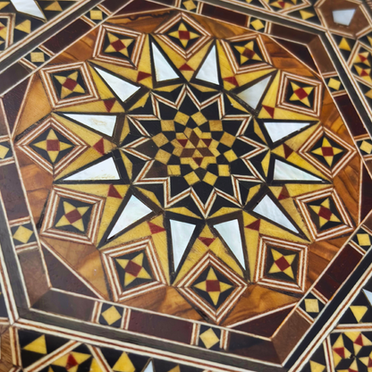 Handcrafted Damascene Mosaic Box – Mother of Pearl & Velvet Elegance