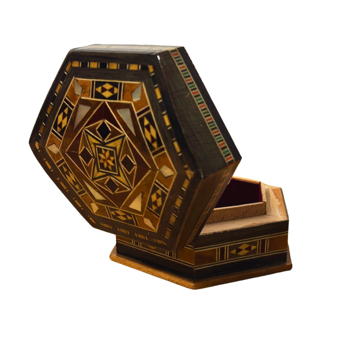 Caja de Mosaico Artesanal de Damasco – Arte Tradicional y Terciopelo