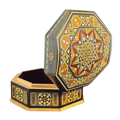 Boîte en Mosaïque Damascène Faite Main – Nacre & Velours