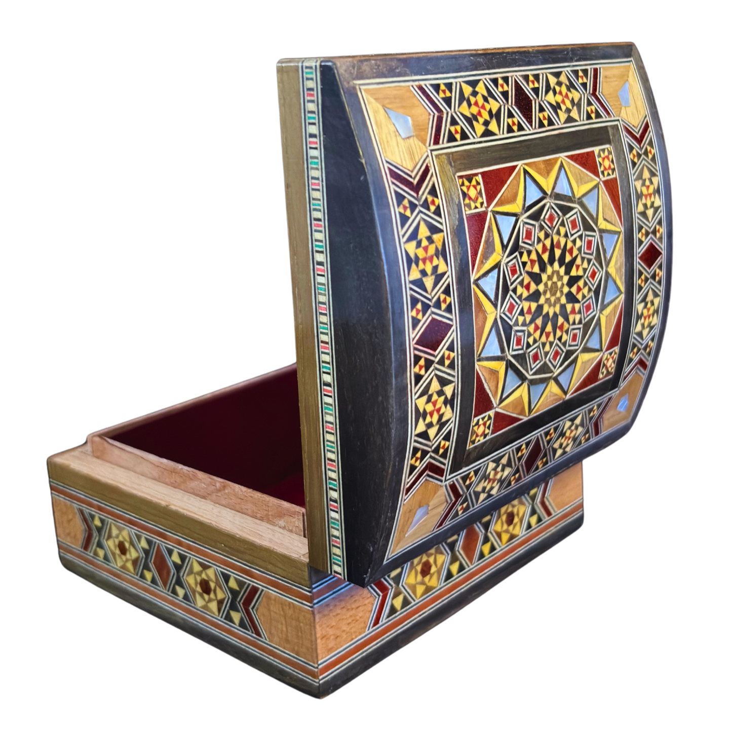 Elegant Damascene Mosaic Box – Mother of Pearl & Velvet