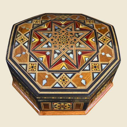 Boîte en Mosaïque Damascène Faite Main – Nacre & Velours