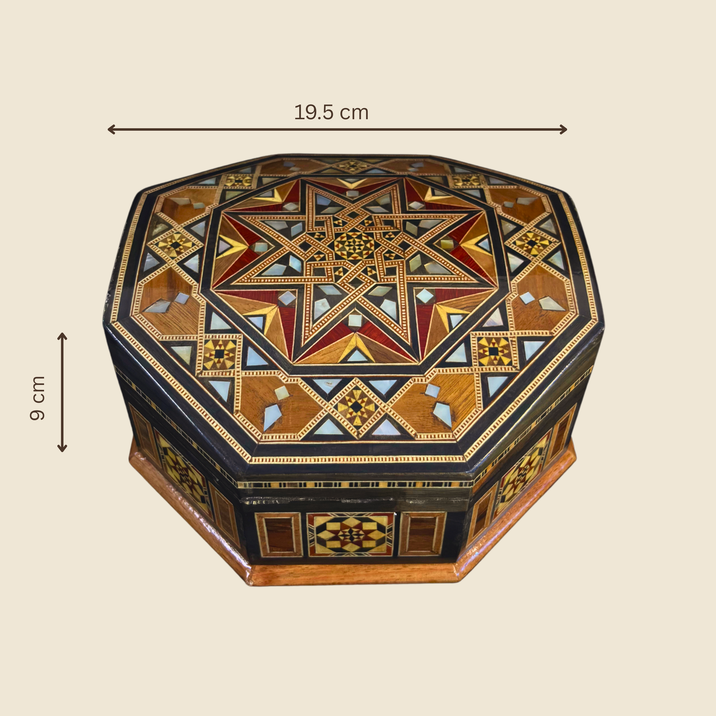 Boîte en Mosaïque Damascène Faite Main – Nacre & Velours