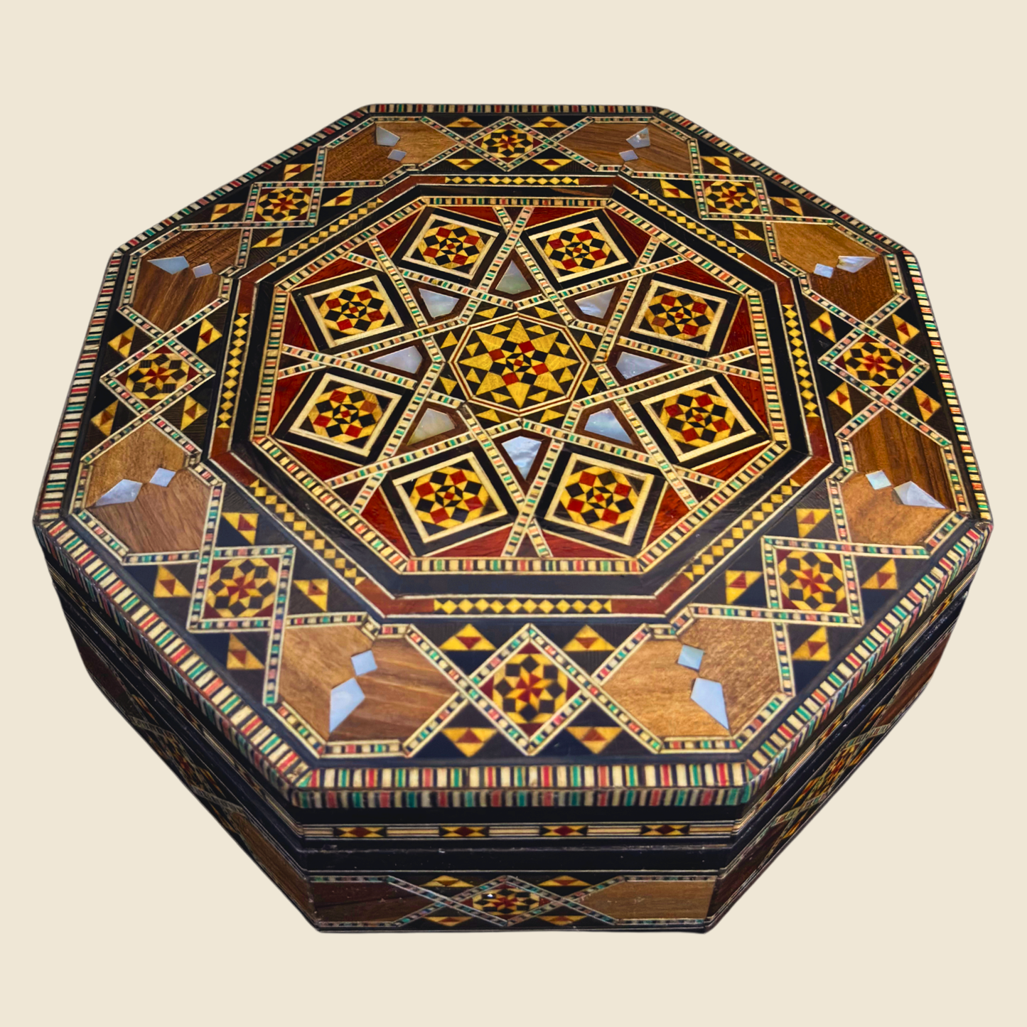 Heritage Damascene Mosaic Box – Mother of Pearl & Velvet