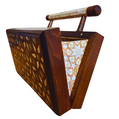 Zenobia – Bolso Clutch Damasquino de Lujo con Incrustaciones de Nácar y Forro de Brocado