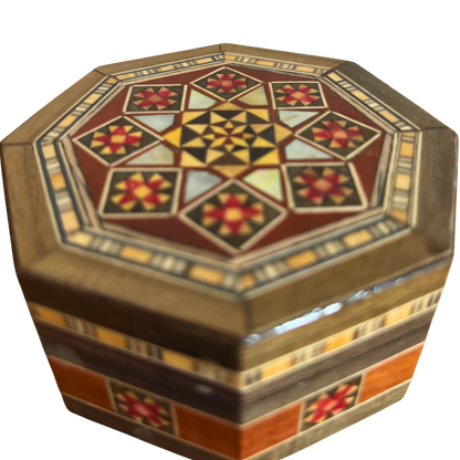 Damascene Mosaic Jewelry Box – Handcrafted with Mother of Pearl Inlay