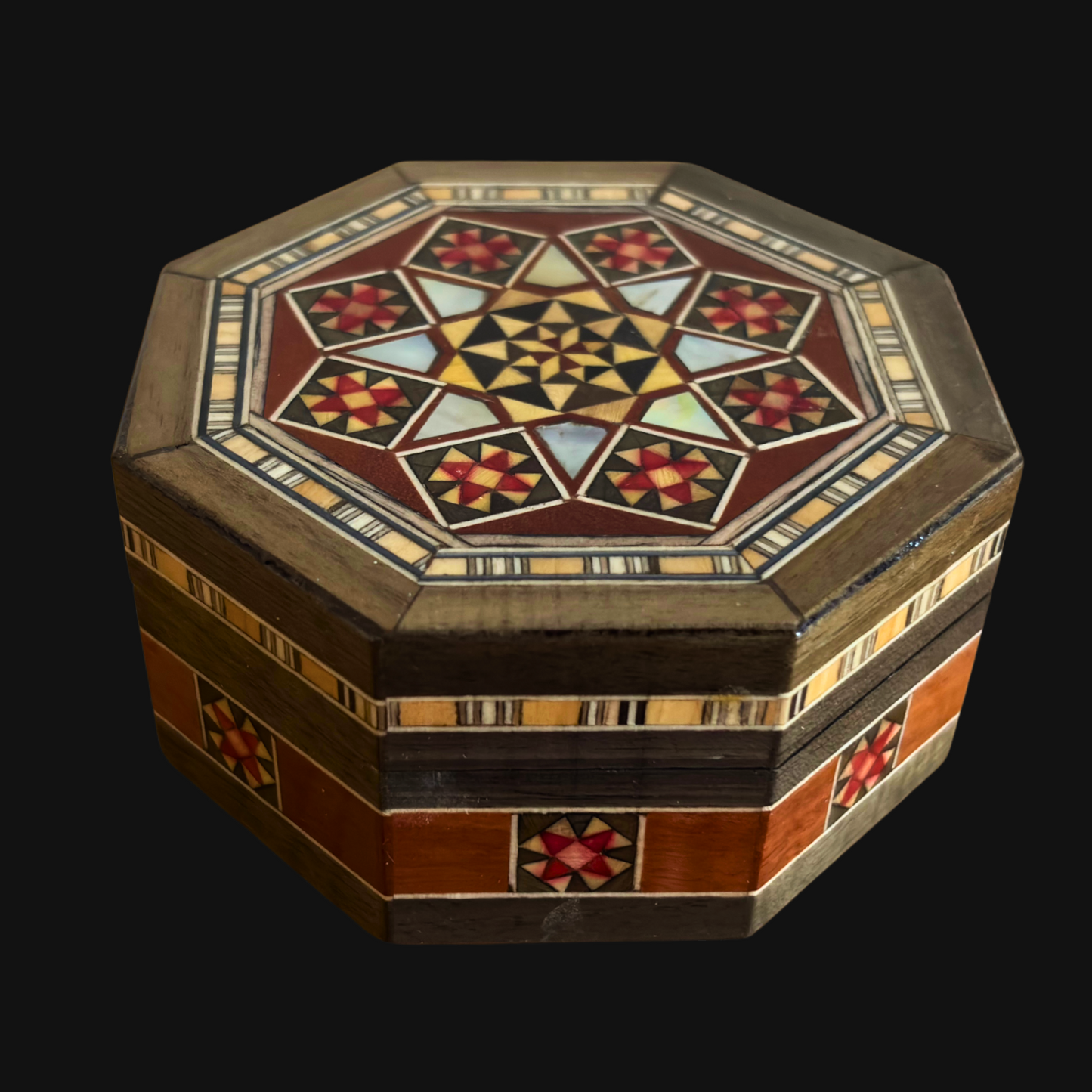 Damascene Mosaic Jewelry Box – Handcrafted with Mother of Pearl Inlay